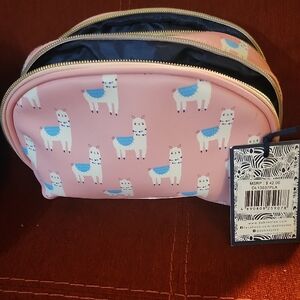 Dabney Lee Pink Llama Double-Zip Kids Pouch